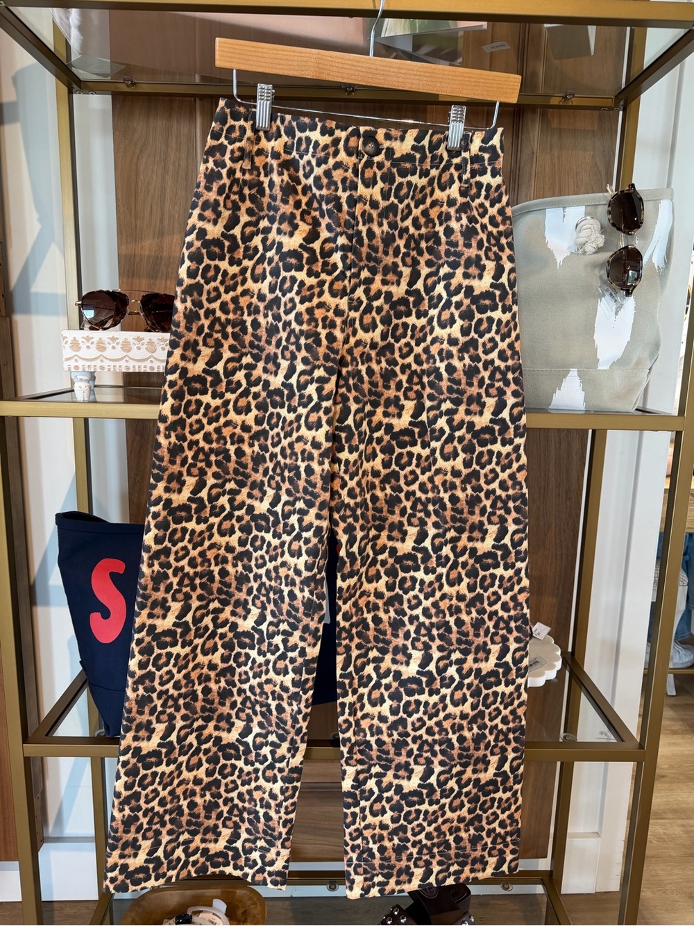 Leopard Print Cropped Wide-Leg Pants - Brown/Black